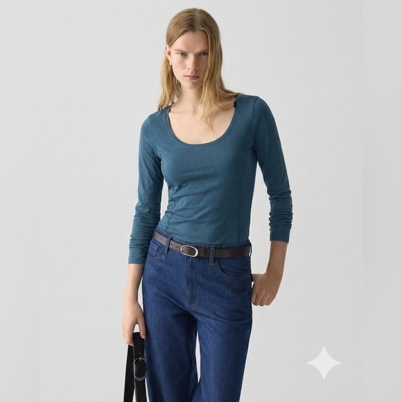 Theory Tops - Theory Dark Slate Blue Fitted Long Sleeve
